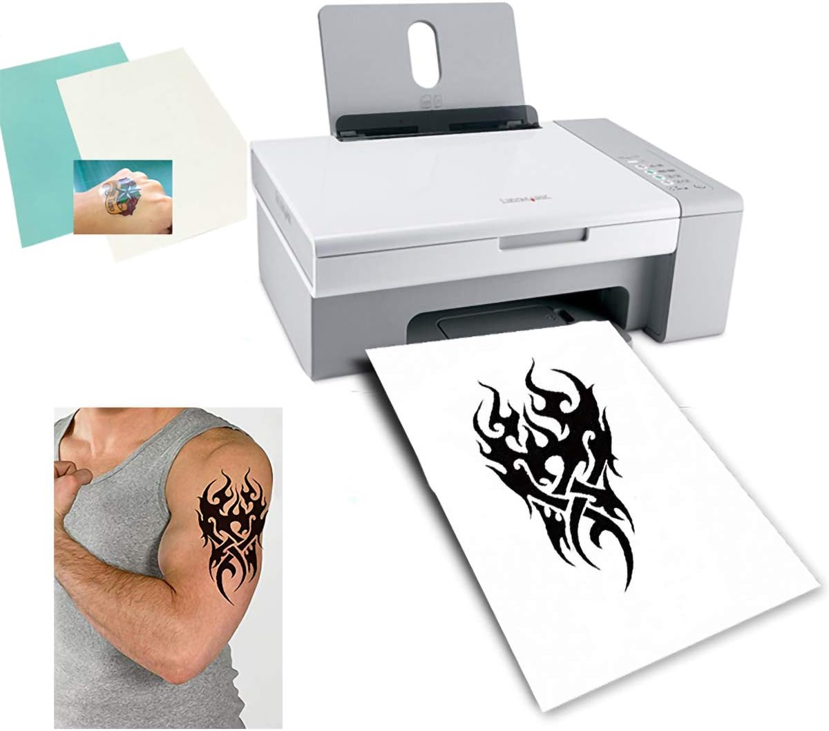 Temporary Tattoo Paper A4 Size (8.3x11.7 inch) 5 Sheets DIY Tattoo Paper Transfer Decal Paper for Inkjet Printer