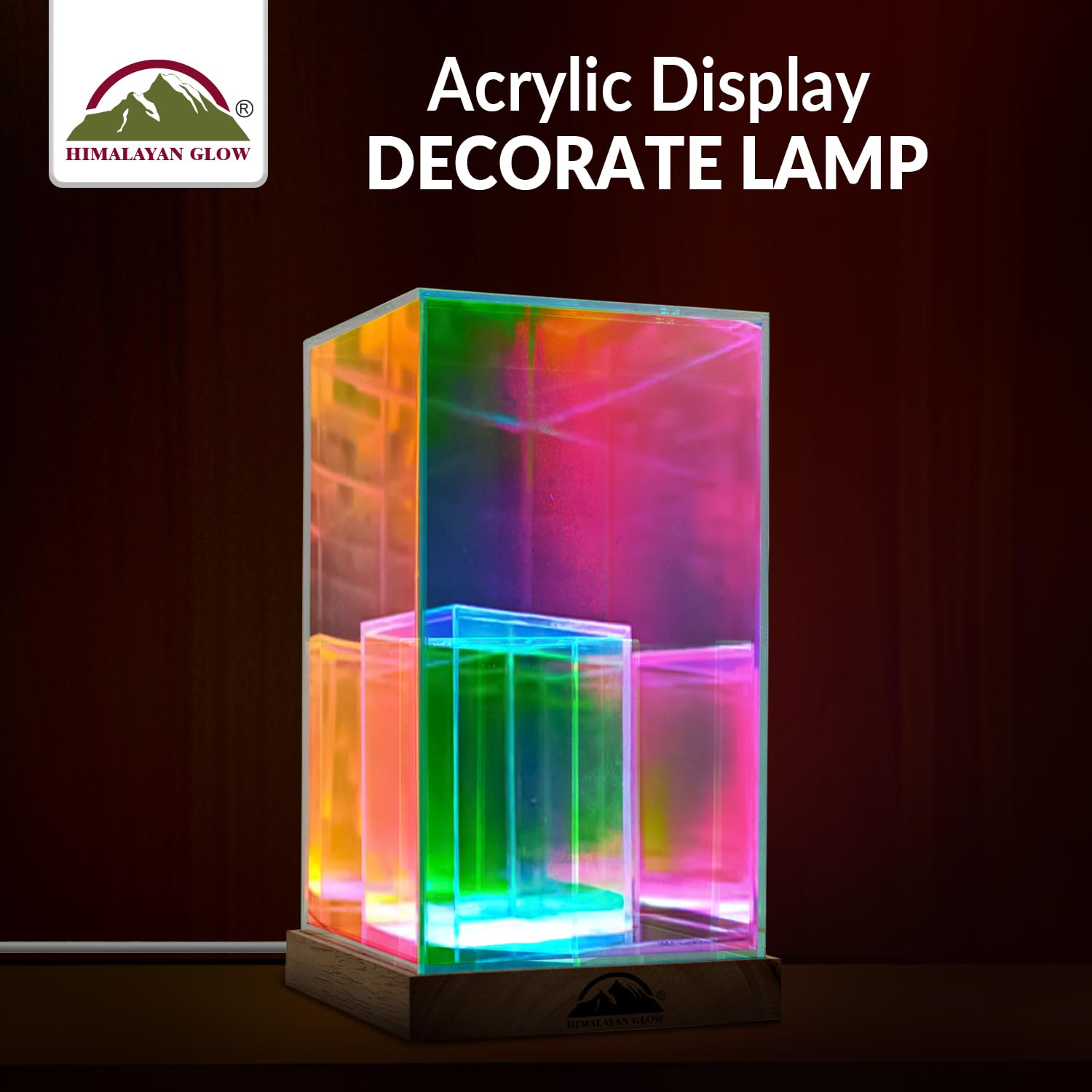 Lámpara de pantalla acrílica brillante del Himalaya con USB, luz nocturna LED para dormitorio, sala de estar y oficina, panel acrílico suave con base de madera, decoración estética