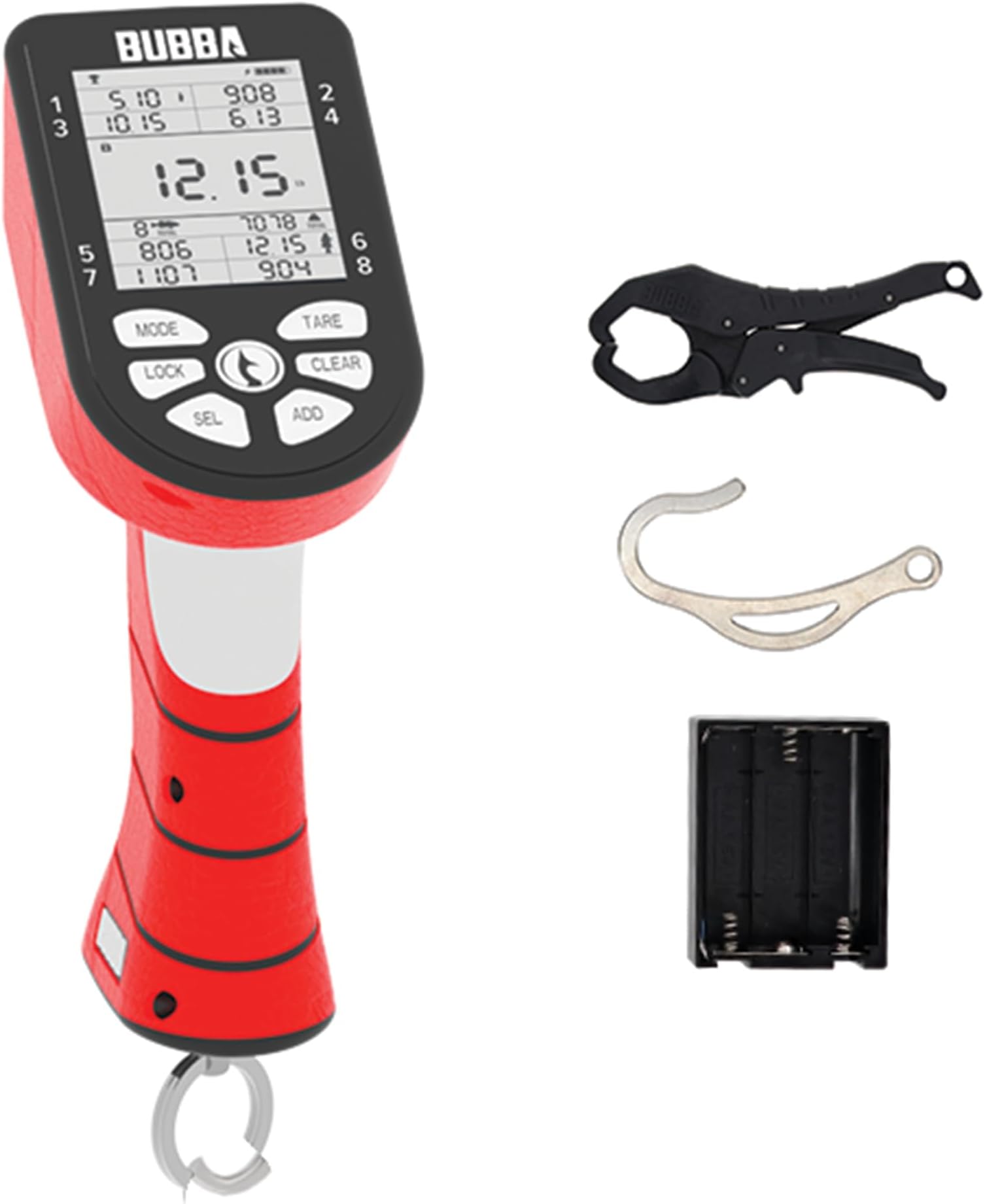 BUBBA Smart Fish Scale -Tournament Fishing Tool - Built in Fish Clip and Hook - 2 Modes, Digital Screen, 60lb Limit