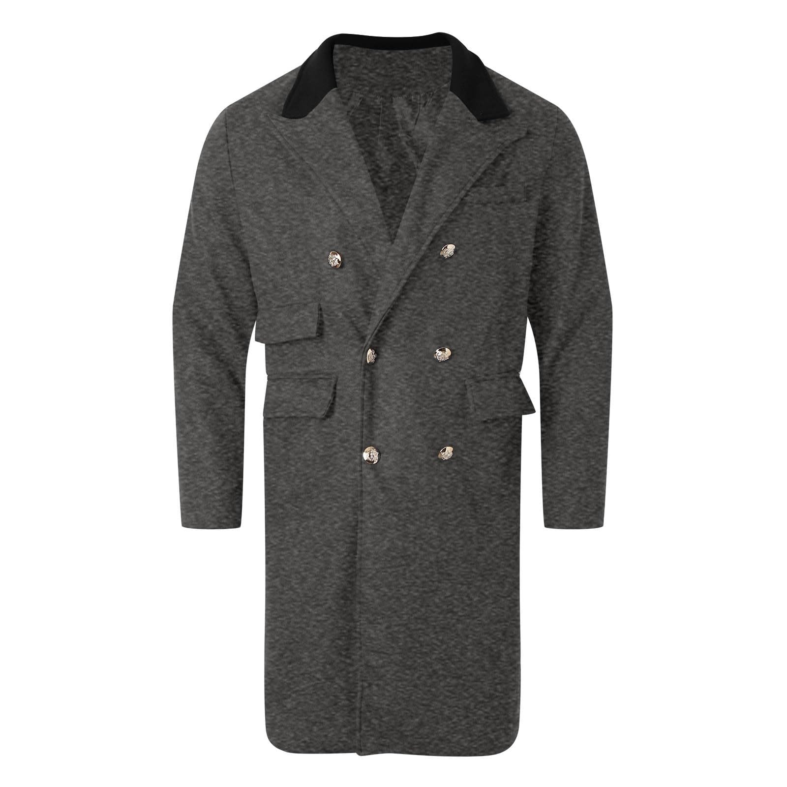 Trench Uomo Corto,Men&aposs Anoraks | Cappotto invernale maschile con stile moderno giacca lunga in lana soffice e caldo comfort elevato