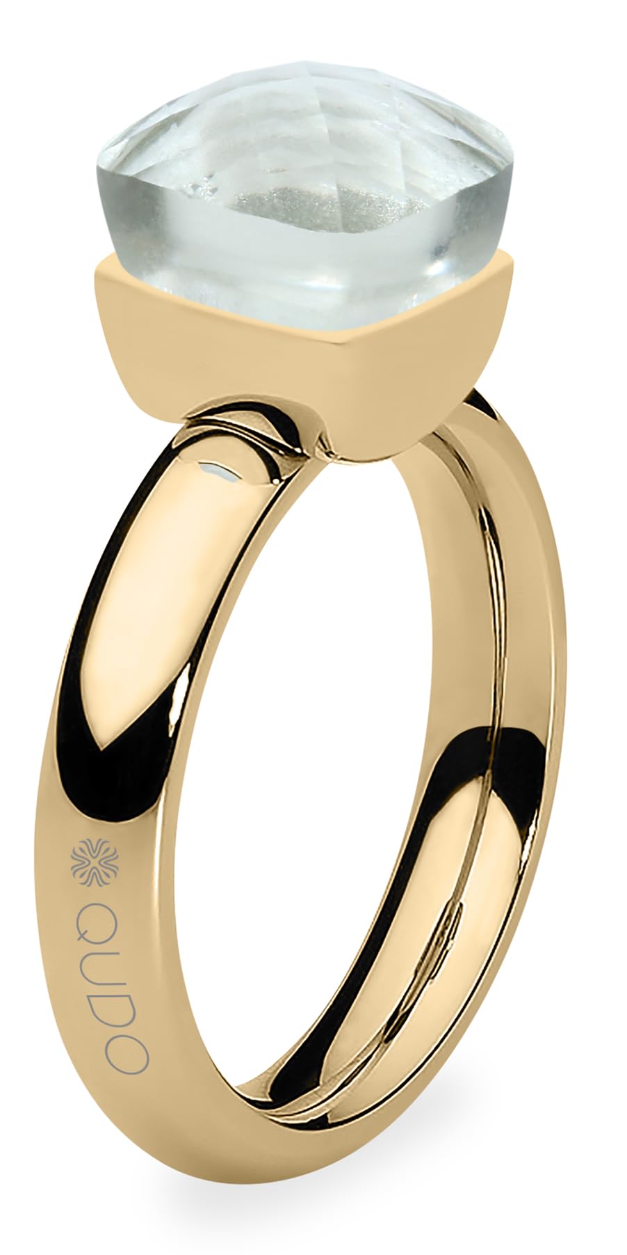 Qudo Firenze white topaz gold farbener Ring mit weißem Stein