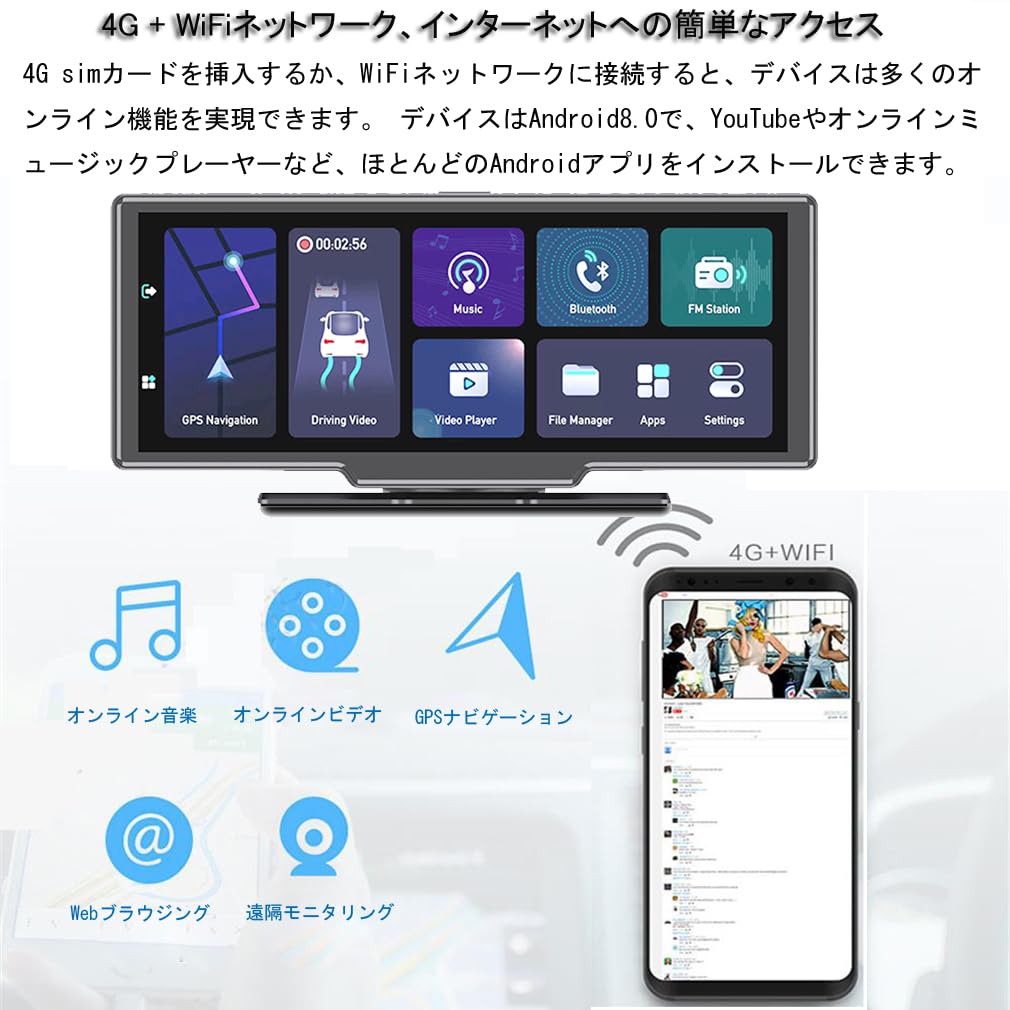Amazon.co.jp: XRC TECH 4 カメラ 360 度パノラマ録画 4G 車センター