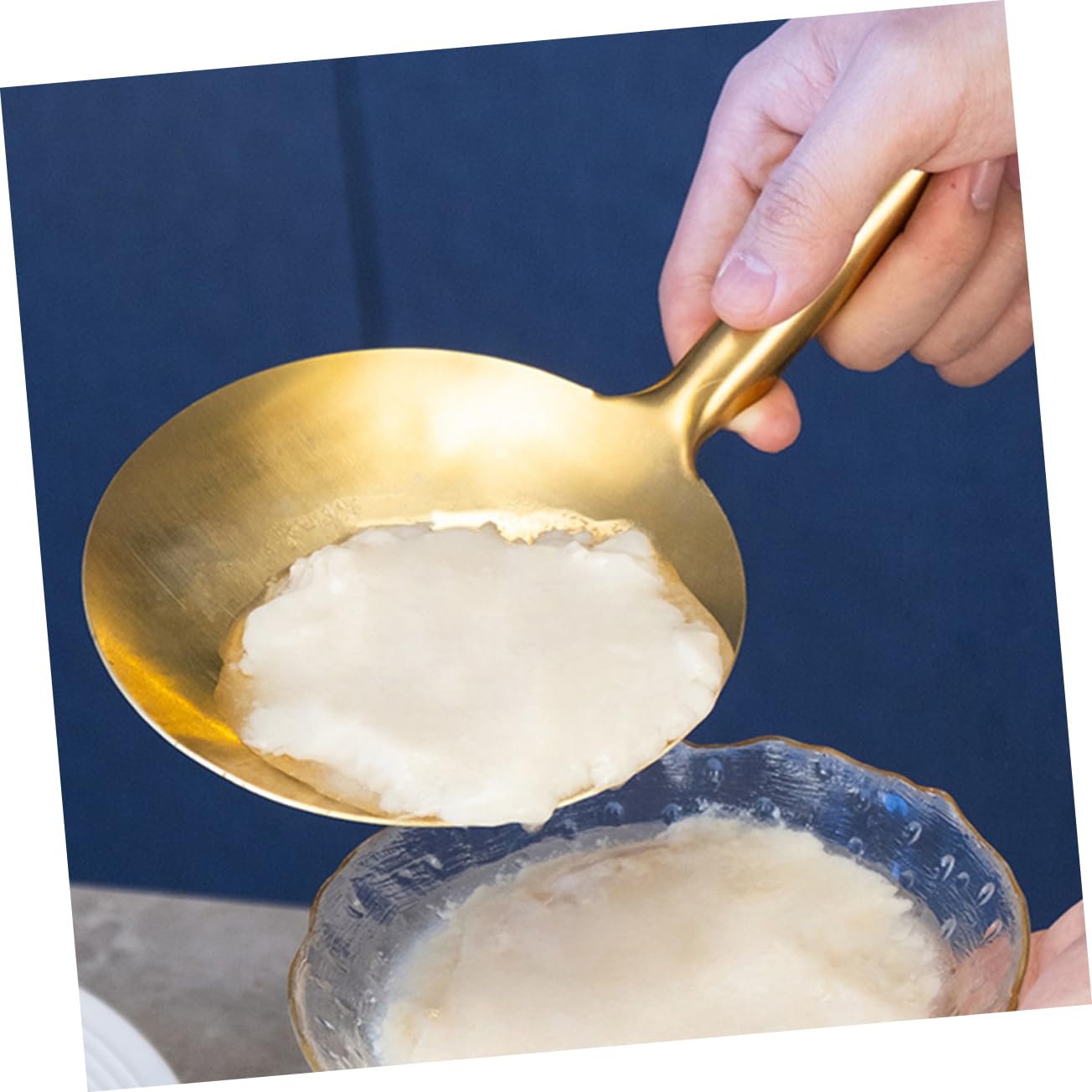 Cabilock Metal Tofu Scoop Spoon Versatile Food Serving Tool Ergonomic Handle for Tofu Pudding and Rice Dishes Easy to Clean Kitchen Accessory