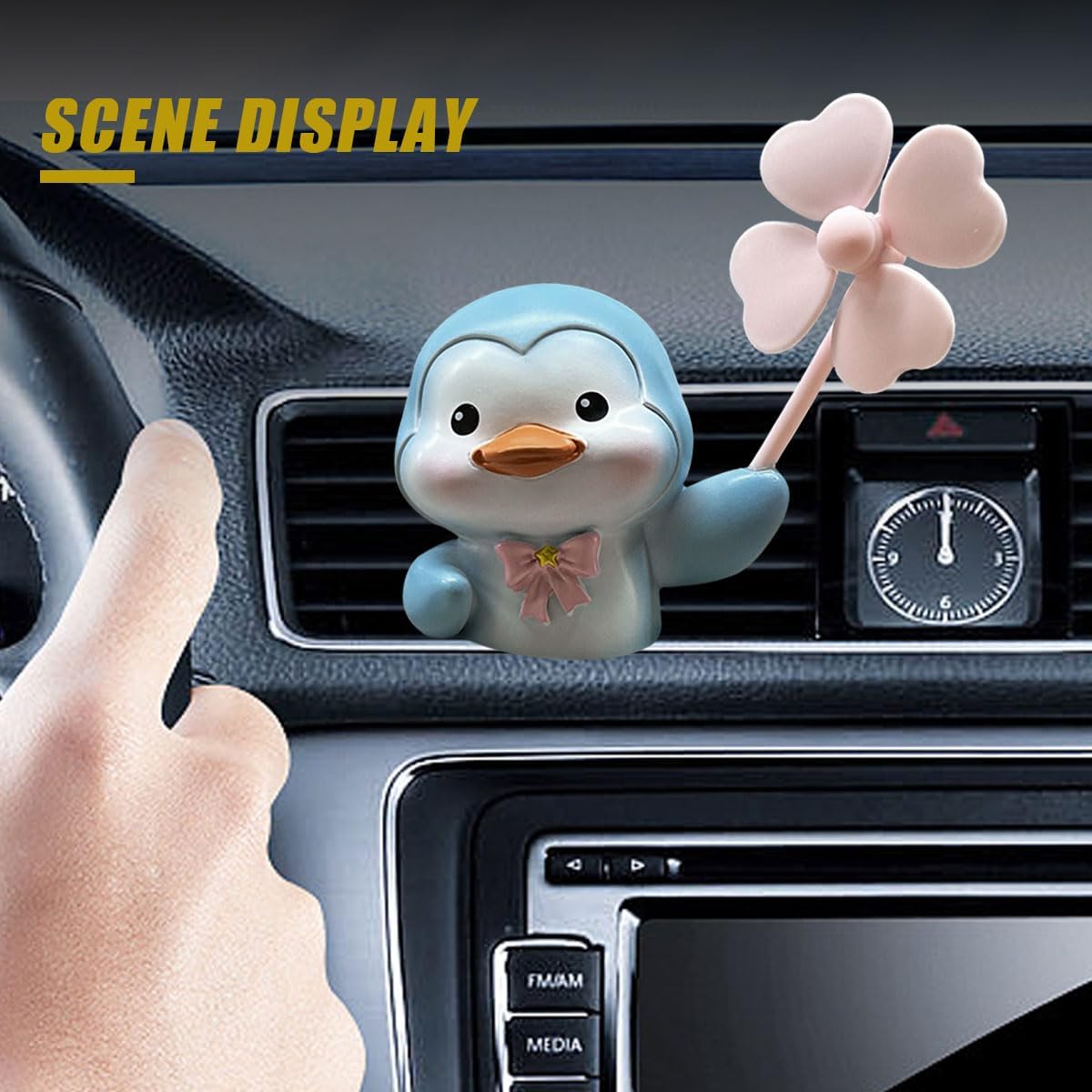 Cute Penguin Car Air Vent Clips, Rotating Windmill Car Air Conditioner Outlet Clip, Animal Car Dashboard Air Vent Trim Clip, Auto Interior Decoration Accessories (Penguin)