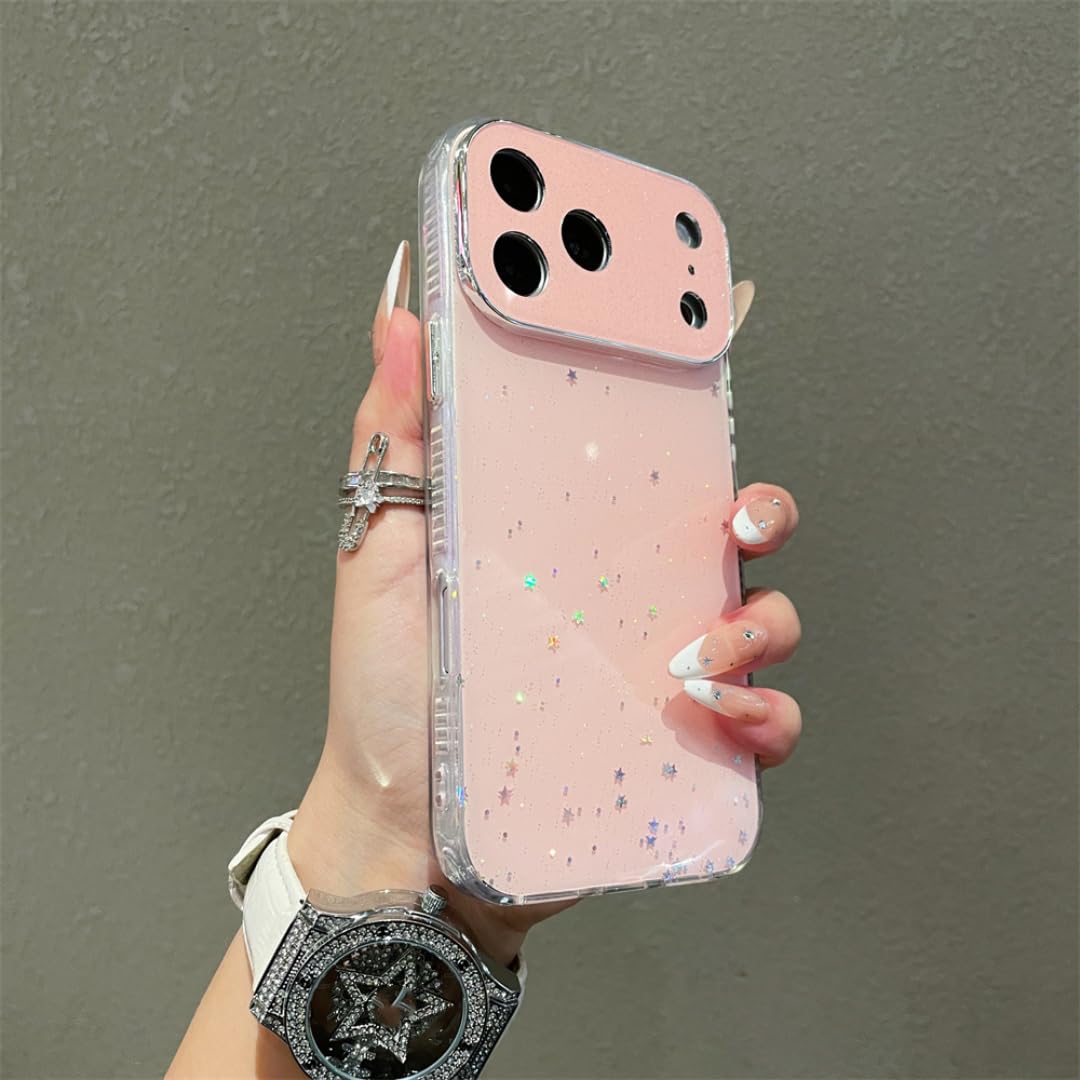 Coque iPhone 16 Pro Max sequins paillettes rose avec protection caméra - 4