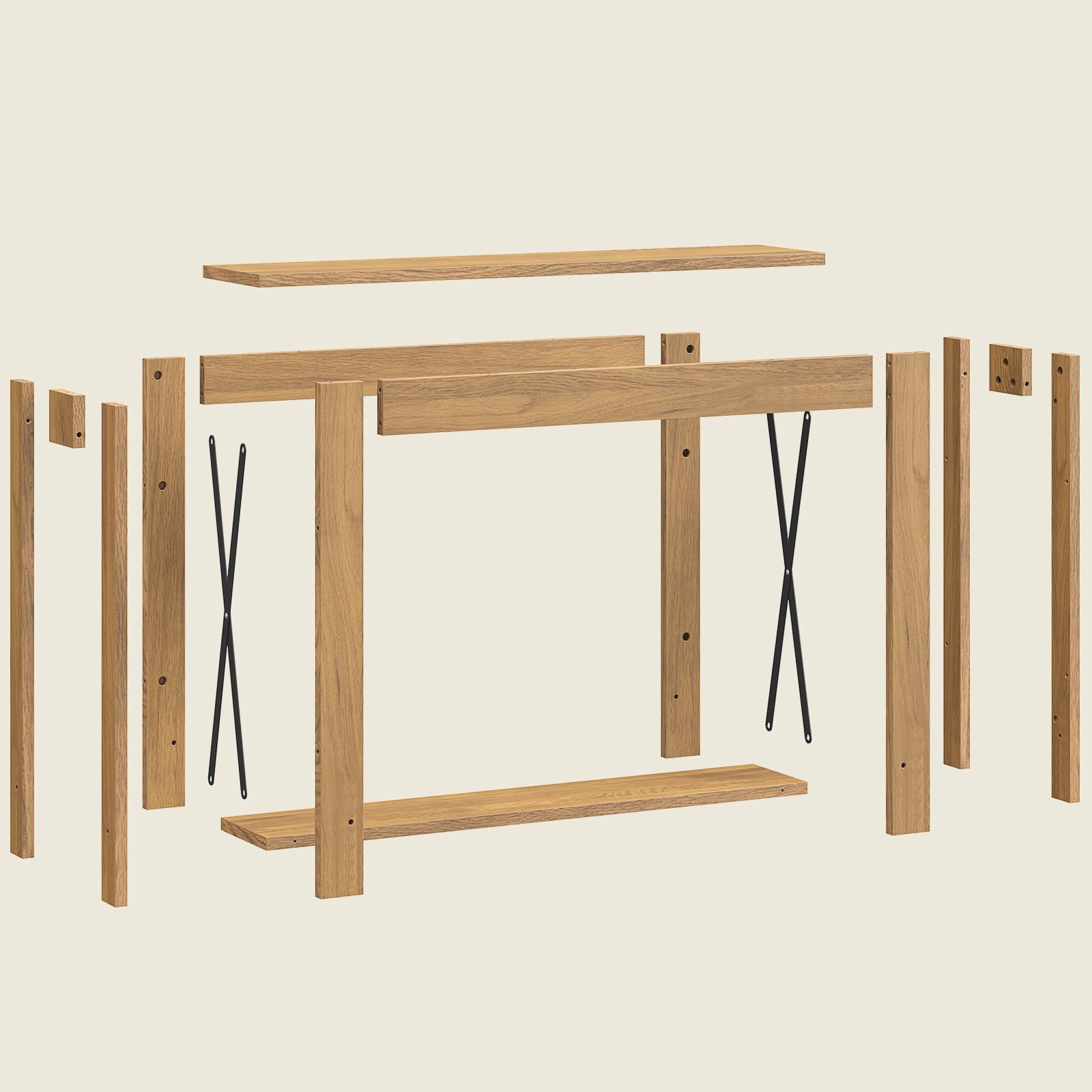 YATINEY Mesa de Consola con Almacenaje, Mesa de Sofá de Estilo Rústico, Mueble Estrecho de Recibidor, para Pasillo, Entrada de Escalera, Entrada, Marrón Claro XCT34VV