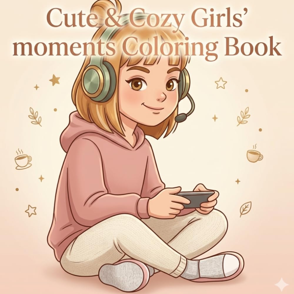 Cute & Cozy Girls moments Coloring Book: Relaxing Kawaii Scenes of Sweet, Peaceful, and Happy Everyday Moments for Stress Relief and Creative Fun