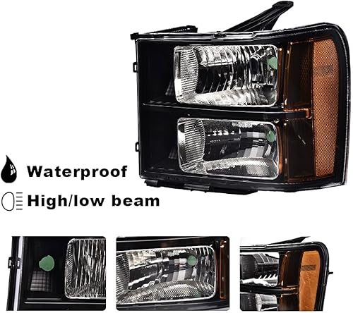 Vista 8 de PIT66 Conjunto de faros delanteros compatible con GMC Sierra 1500 2500HD 3500HD 3500HD 2007-2013, faros halógenos laterales del conductor