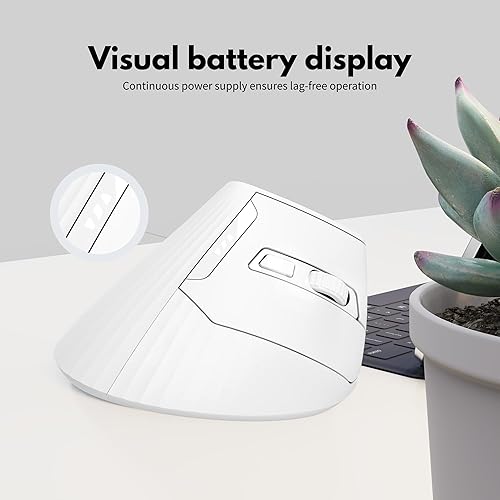 Miniatura 5 de Uineer Ratón vertical inalámbrico, mouse recargable de 2.4 G con indicador de batería, 4 niveles DPI, diseño ergonómico para mayor comodidad y