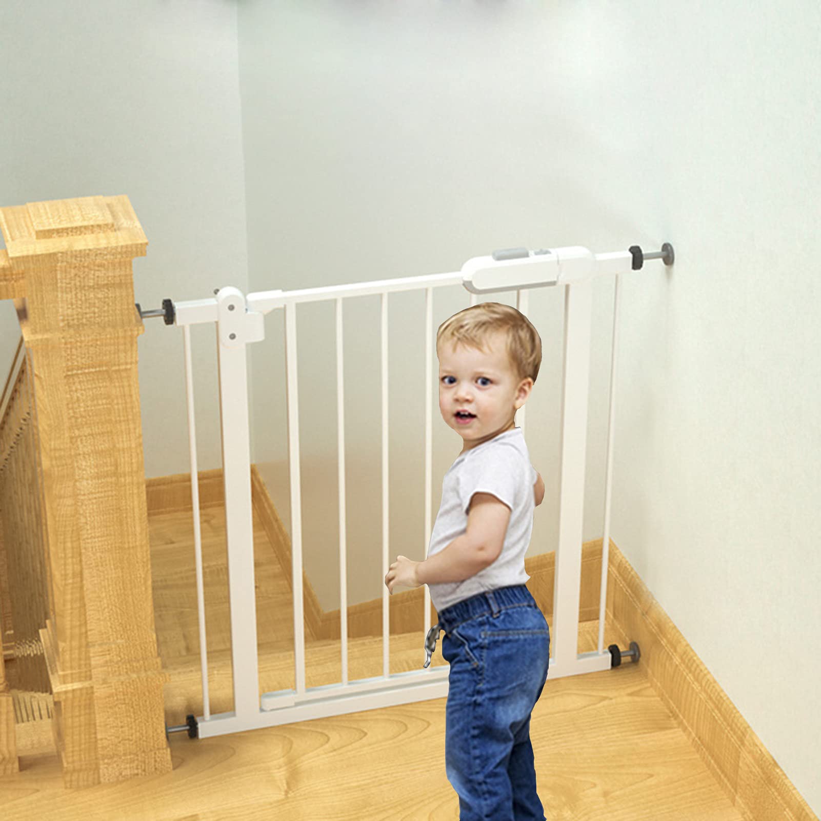 Puerta de Seguridad para el Ajuste de Presión Independiente Puerta de Seguridad para Mascotas Cerrar Automáticamente para la Casa, Puerta, Escaleras/a