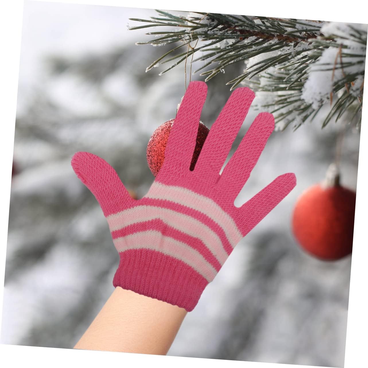 Neutral Color Boys and Girls Winter Gloves Knitted Touchscreen Thermal Mittens 2-5 Years Old