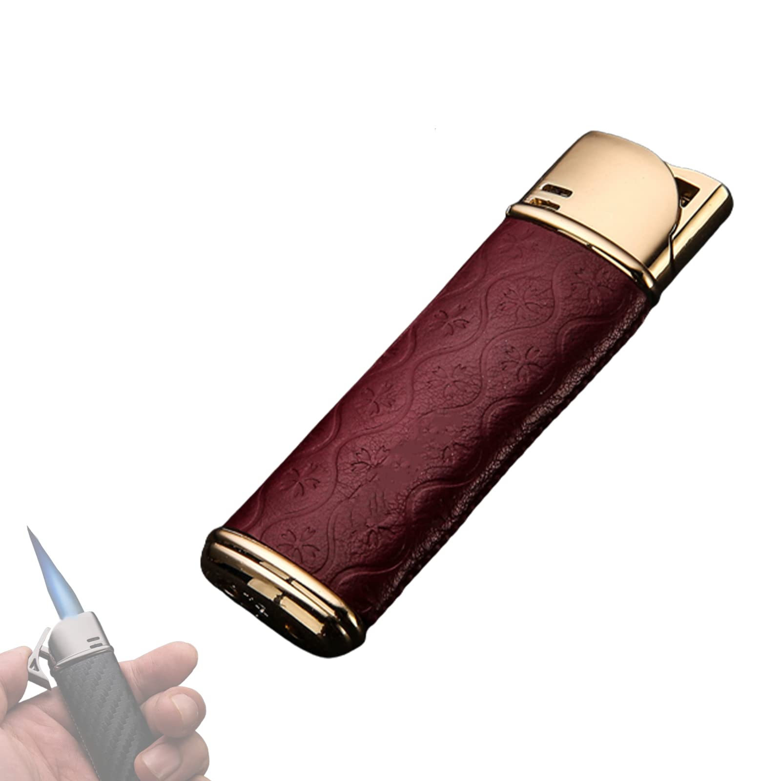 Mini Poche Torche Briquet Bleu Flamme Butane Allume-Cigare Rechargeable Coupe-Vent Poche Briquet Accessoires Fumeurs avec Boîte Cadeau