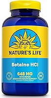 Vista 1 de NATURE'S LIFE Betaína HCL con pepsina - Fórmula de salud digestiva con enzimas digestivas para apoyo a la salud intestinal - Suplemento de ácido