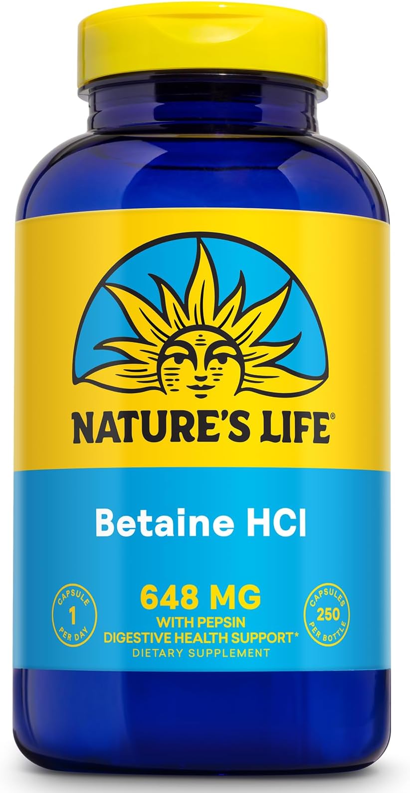 – Nature's Life Betaine HCL Capsules 648 Mg 250 Count