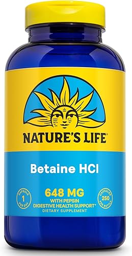 Miniatura 7 de Nature's Life Suplemento de betaína HCL  Fórmula de apoyo a la digestión  Sin OMG  648 mg 100 cápsulas de gelatina