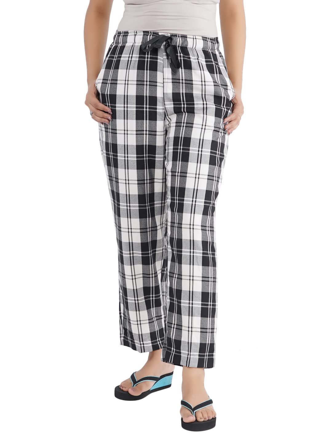 Women Checked Reyon Pyjamas-image-37