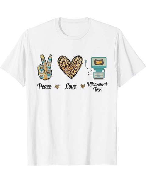 Peace Love Ultrasound Tech Sonography Sonographer Leopard T-Shirt