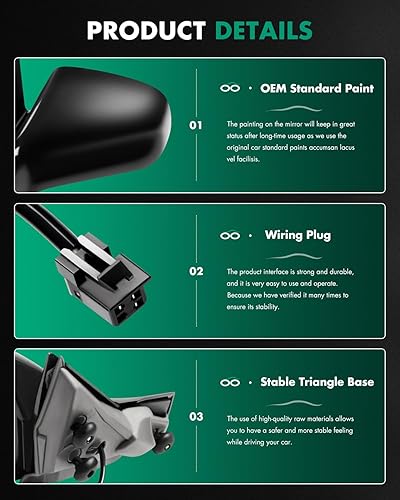 Miniatura 4 de SCITOO Espejo retrovisor lateral izquierdo para 2004 2005 2006 2007 2008 para Pontiac Grand Prix Manual plegable negro espejo exterior de repuesto