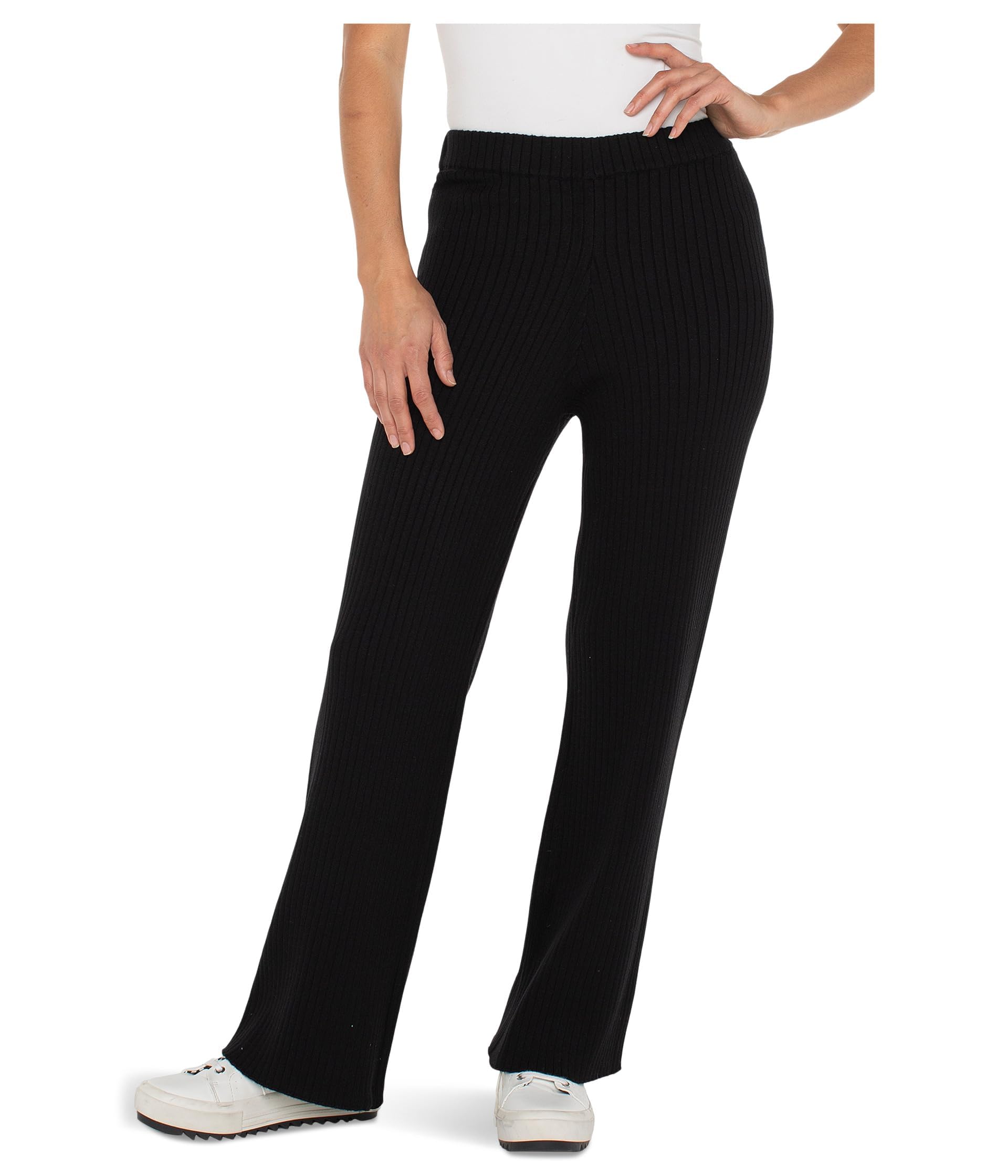 Liverpool Womens Mid-Rise Pull-on Wide Leg Sweater Pants