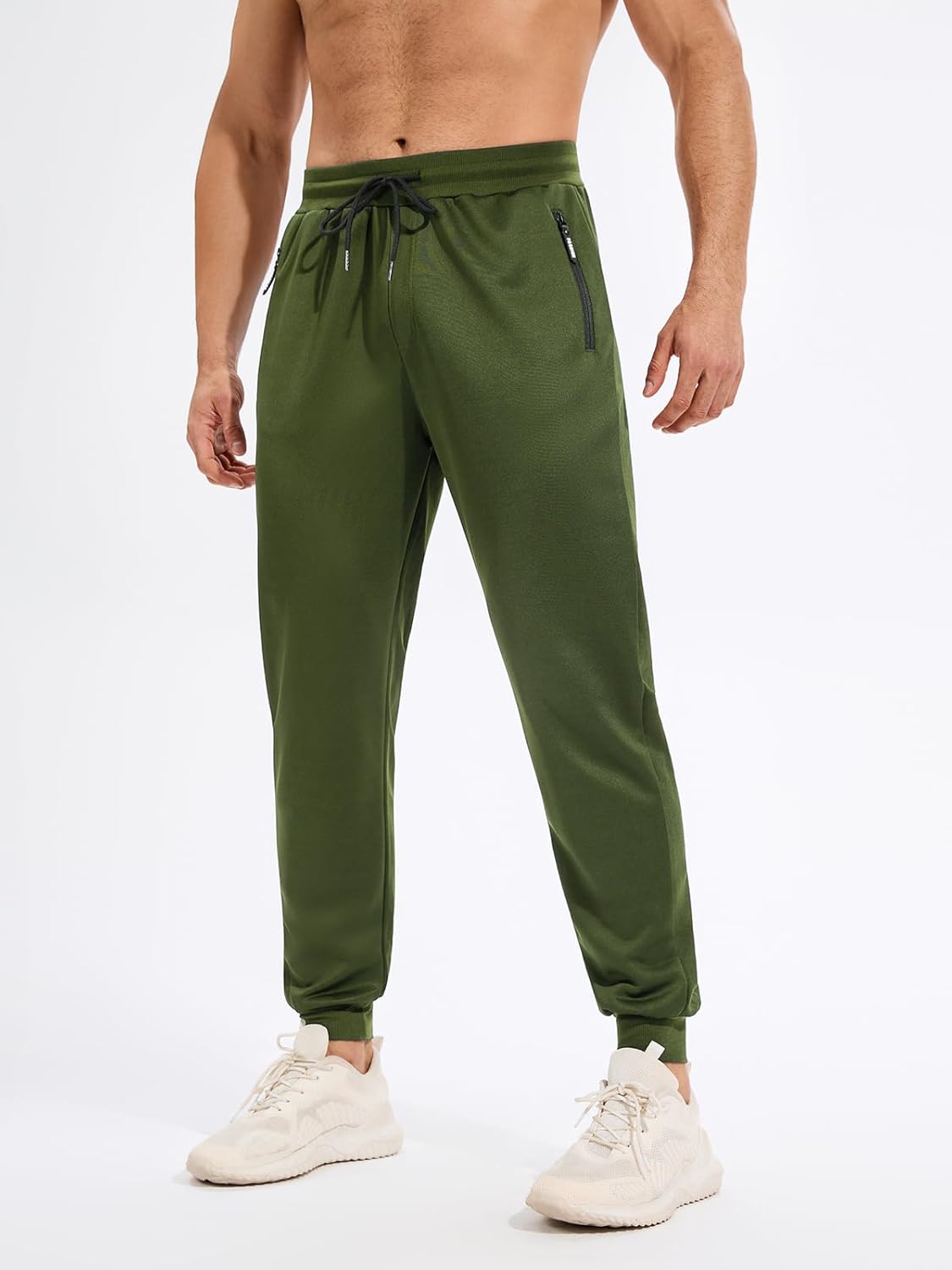 3/4 Pack Men's Sweatpants Fleece Joggers for Men Athletic Workout Pants with Zipper Pockets and Drawstring - Image 4