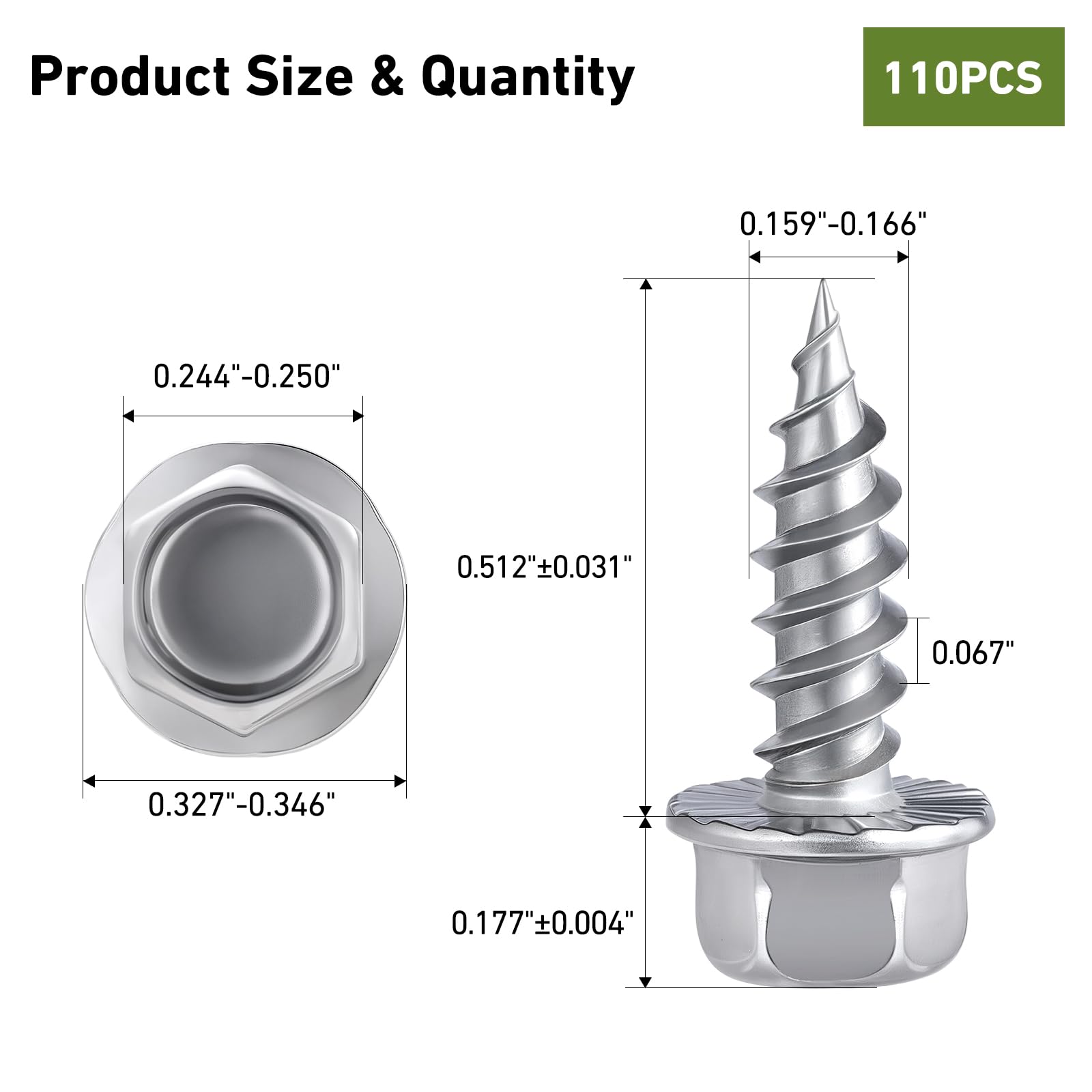 Stainless Steel Self-Tapping Screws - 110 Pack -4