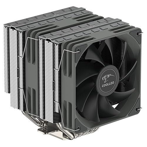 COOLLEO B60T Enfriador de aire para CPU, doble torre 260 W TDP 0.236 in x 6 tubos de calor de cobre niquelado, ventilador de CPU N120mm 1650RPM
