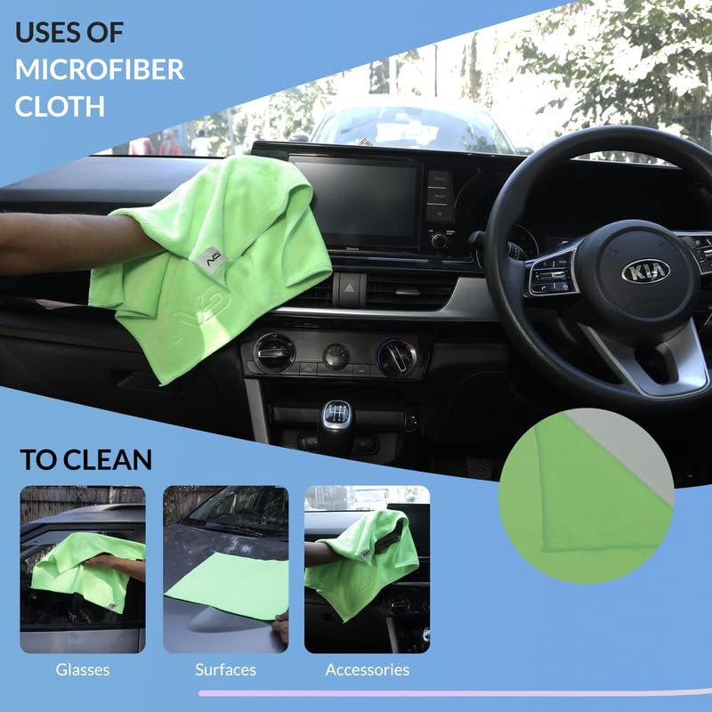 Image of Neodrift '400 GSM' Microfiber Cloth (Size - 40X40 Cm)(Set of 3 PC)(Colour - Green)(Ultra Soft Cleaning Cloth for Car, Bike - Polishing, Detailing, Highly Absorbent)