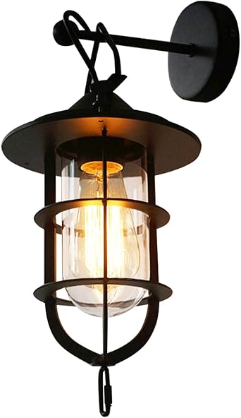 DYNAMI Exterior Porch Wall Lights,14" H Exterior Waterproof Wall Sconce Light Fixture,Anti-Rust Matte Black Finish with Glass Lampshade,for Hallway Stairway Gardens Balconies Driveways