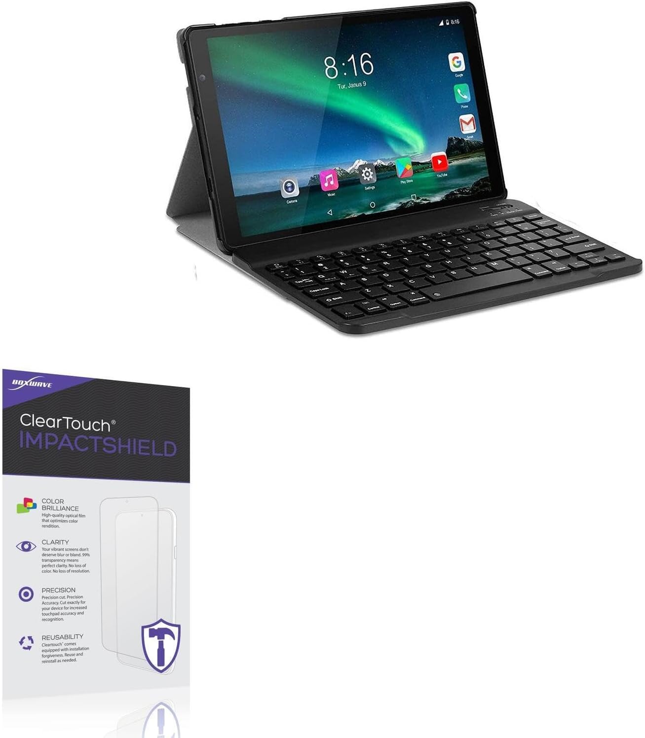 BoxWave Screen Protector Compatible with TOSCiDO T151 (10.1 in) - ClearTouch ImpactShield (2-Pack), Impenetrable Screen Protector Flexible Film