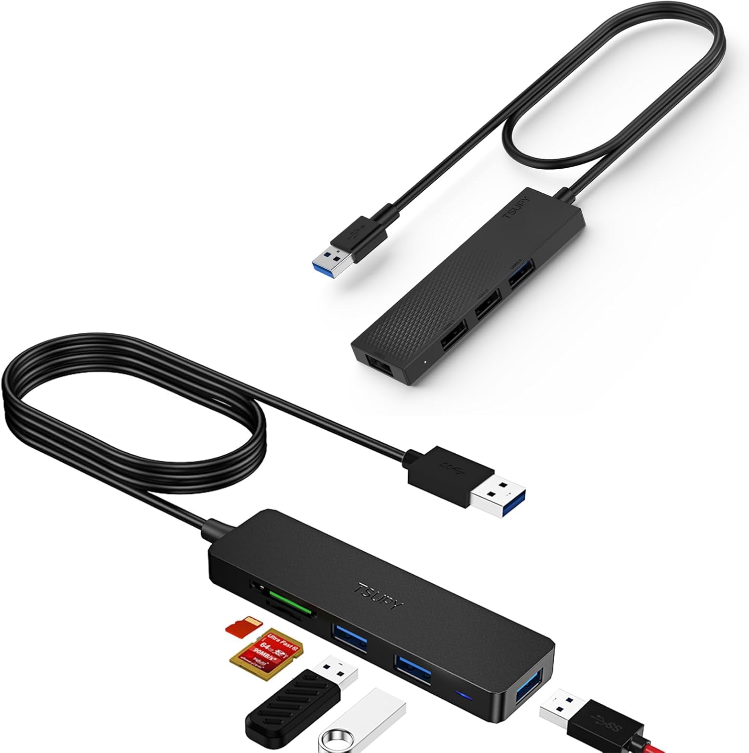 USB Hub 3.0, TSUPY USB Port Hub with 4ft / 3.3ft Extension