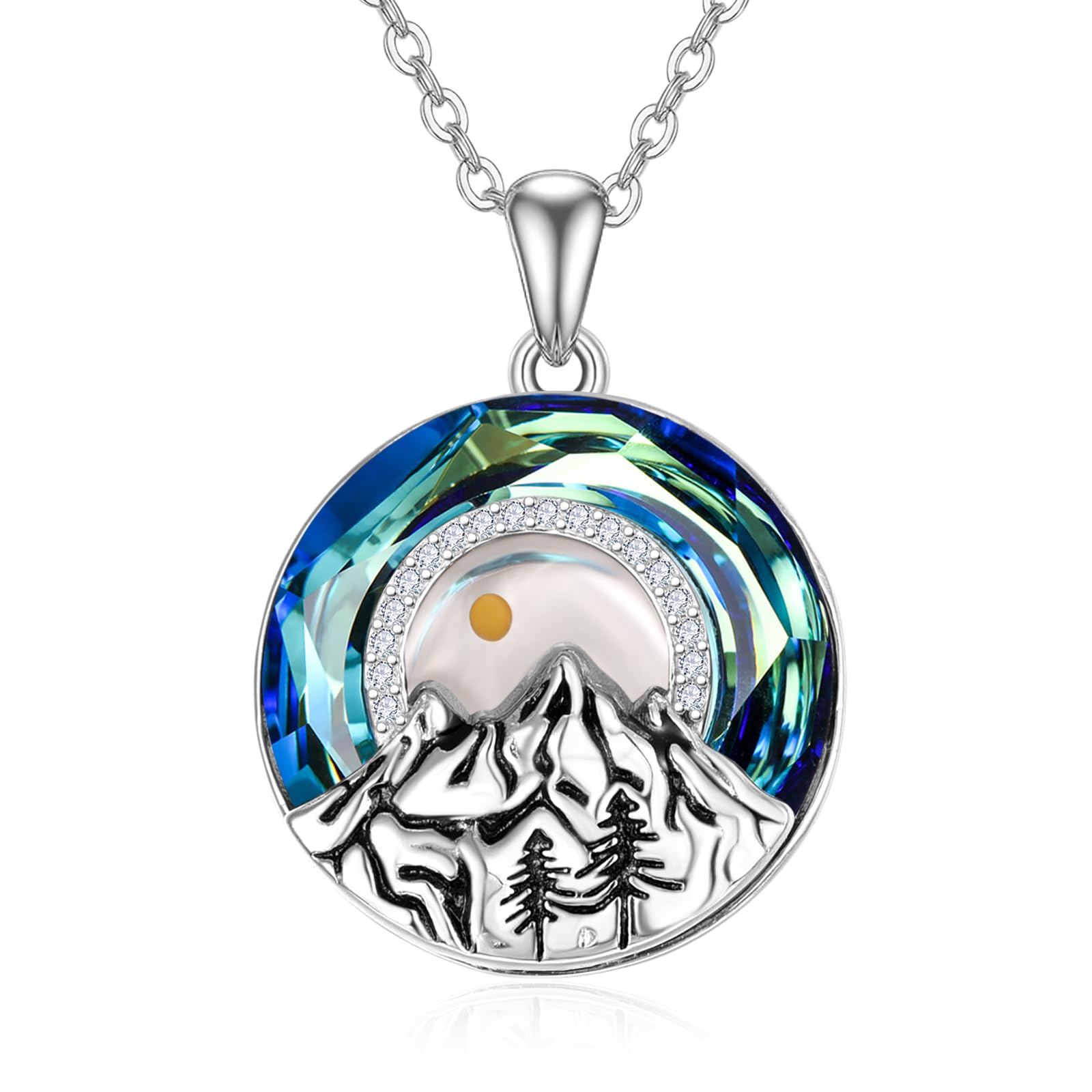 AENEASAENEAS Mustard Seed Necklace Sterling Silver Mountain Necklace Mustard Seed Jewelry Gifts for Women 18+2“ with Gift Box