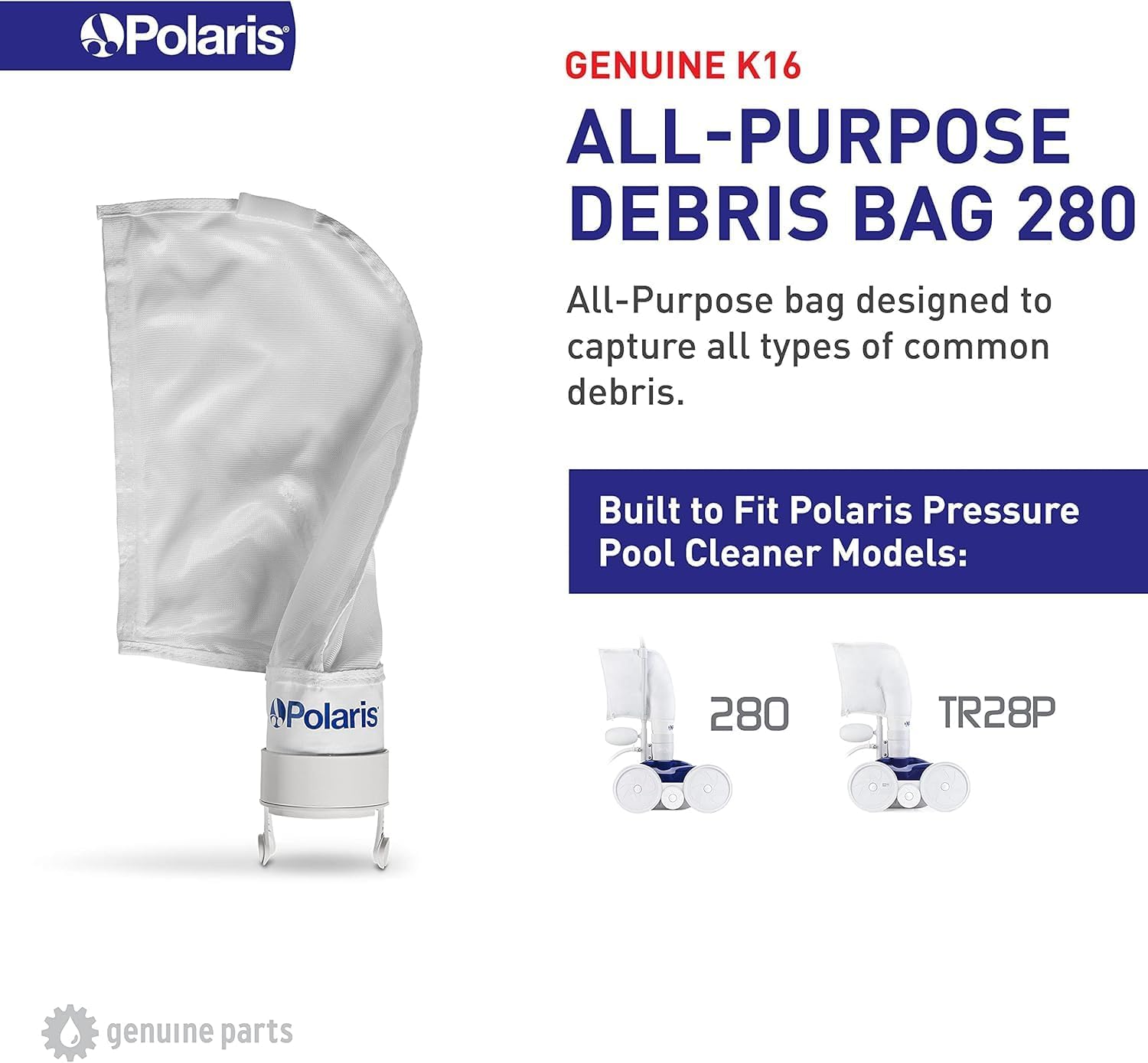 Polaris Genuine Parts K13 All-Purpose Zipper Replacement Debris Bag, for Automatic Pressure Pool Cleaner Vac-Sweep 280