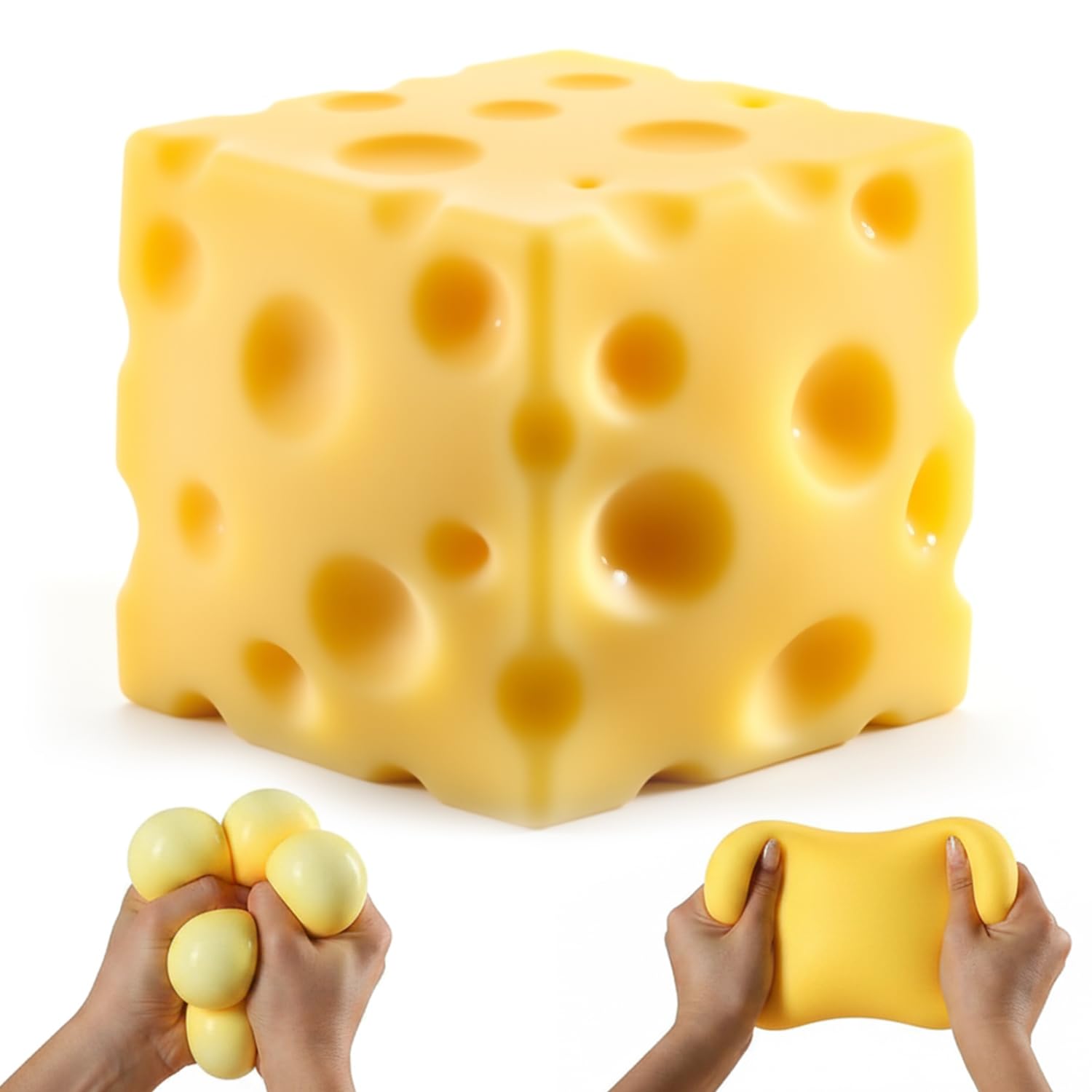 Photo 1 of Naiderku Jumbo Cheese Cube Squishy Toy, 4.3", Slow Rising Sensory Fidget Toy