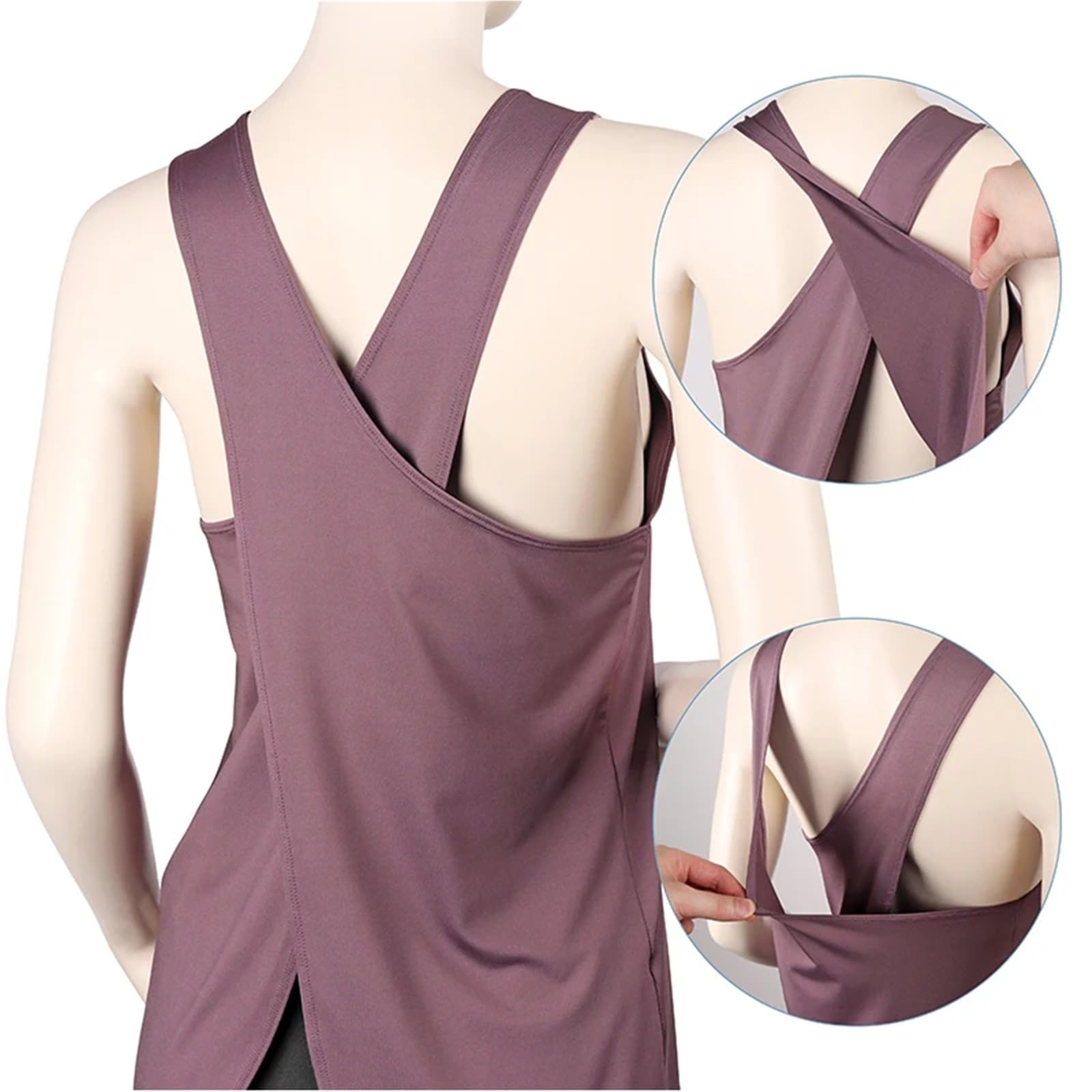 Top Fitness Senza Maniche Camicia da yoga Camicia da palestra da donna Camicie sportive ad asciugatura rapida Top da palestra con incrocio sulla schiena Camicia fitness da donna Top sportivo senza man