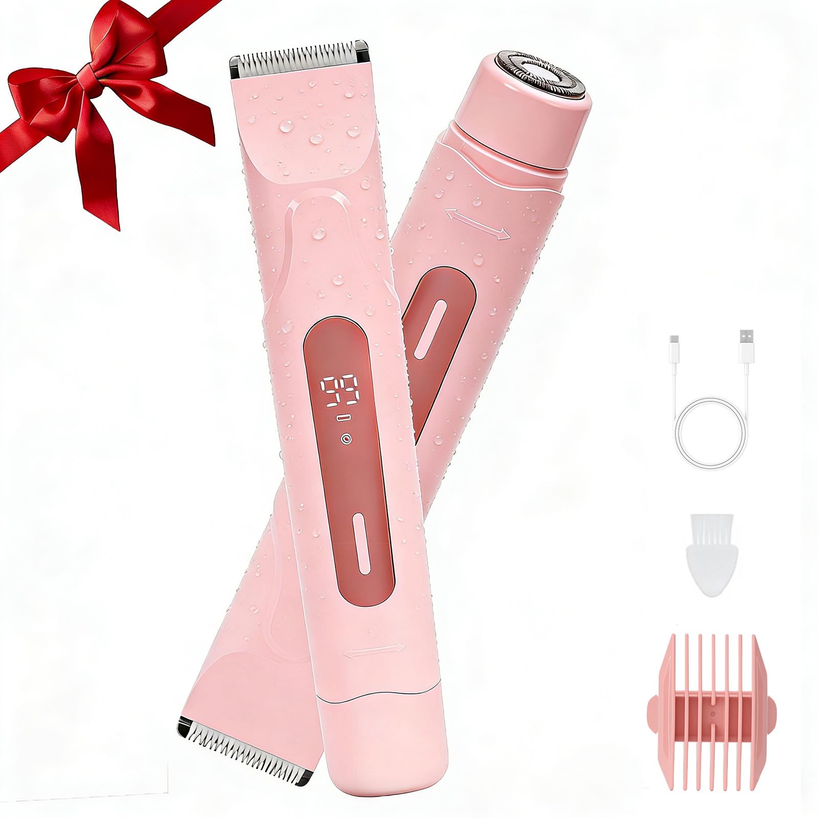 Afeitadora Mujer, Profesional Rasuradora Cortapelos Corporal para Mujer Recortadora, con Recargable USB, luz LED, IPX7 Recortadora Mujer zona Intima (Púrpura) — view 9