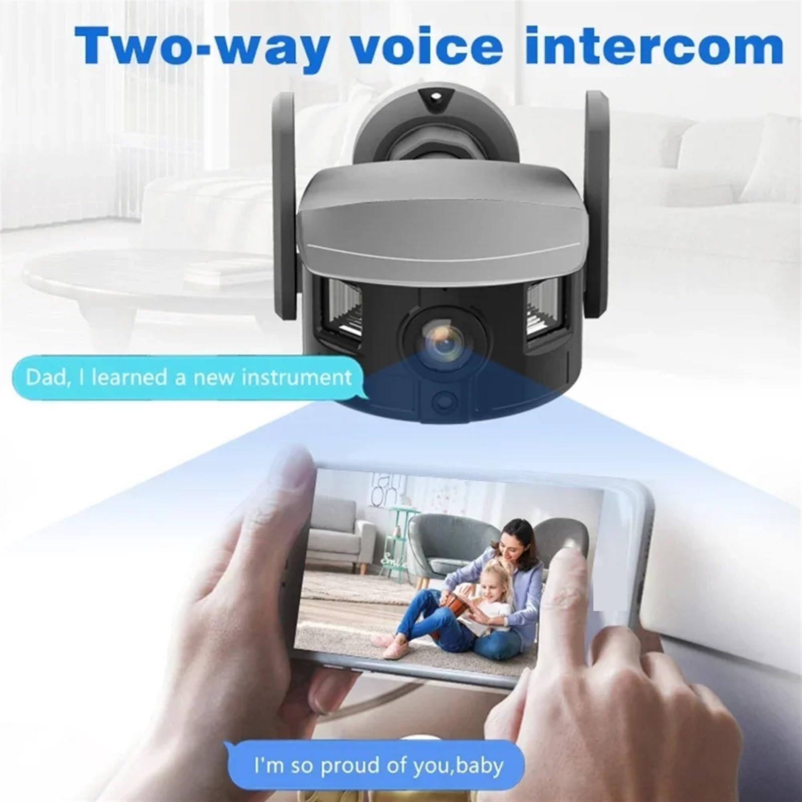 Kamera bezpieczeństwa na zewnątrz Kamera 4K 8 MP Szeroki kąt 180° Podwójny ekran wyjściowy, zewnętrzna wodoodporna kamera IP67 Sterowanie PTZ Aplikacja śledząca AI Automatyczne ostrzeganie(8MP Add 128