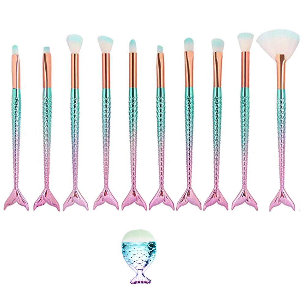 Mermaid Makeup Brush Eyeshadow Eyeliner Blush Brush 10PCS