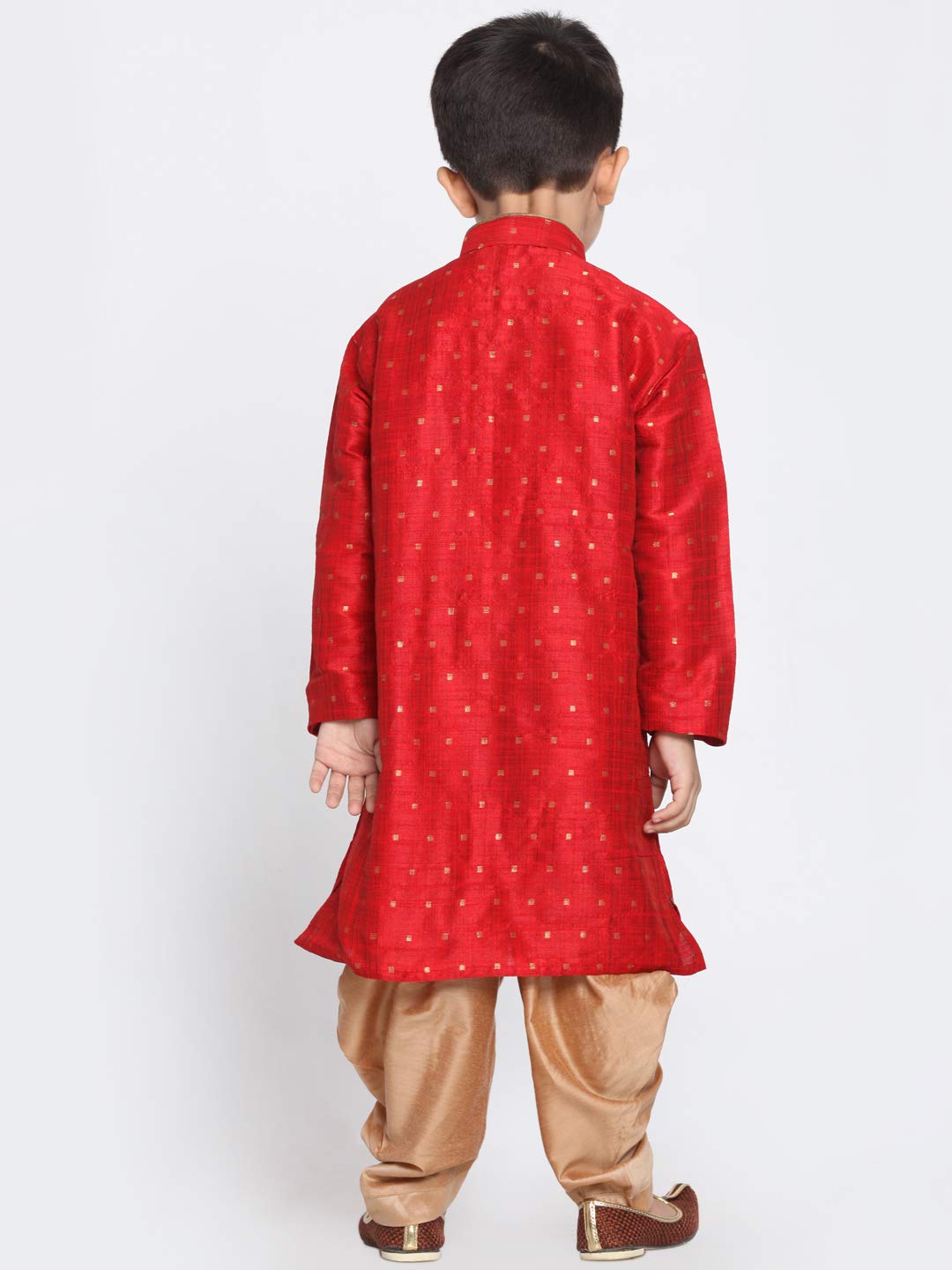 JBN Creation Kurta i Dhoti zestaw spodni z mieszanki jedwabiu brązowego i różowego złota (VASBK023MAnCDRG, dla 5-6 lat)