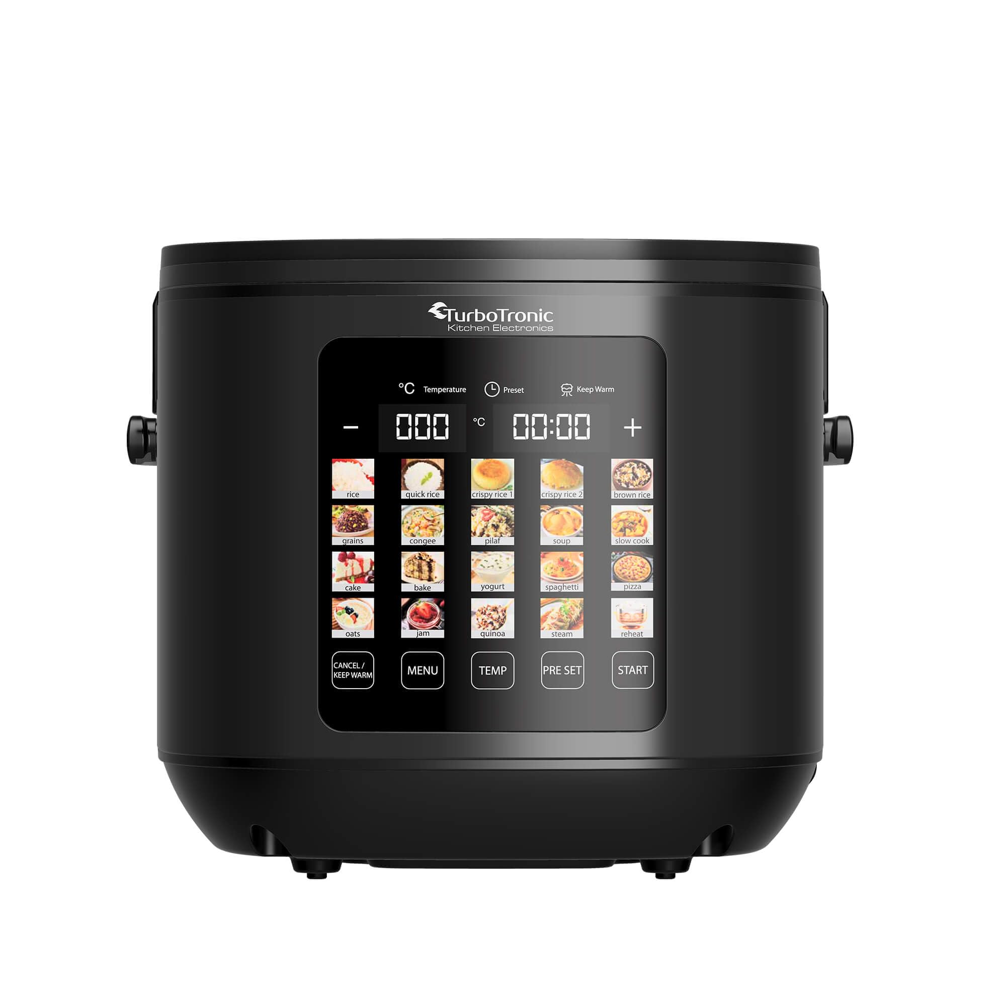 TurboTronic Multikocher 5L Kapazität 20 Programme 860W Elektrischer Schon- und Dampfgarer & Reiskocher Automatische Warmhaltefunktion Multivarka Digitale Kochmaschine