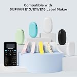 SUPVAN E10 & E11 & E16 Label Maker Tape, Black on Transparent 15mm x 6m Genuine Continuous Laminated Thermal Label Tape Refill, Waterproof Oilproof Child-Safe Durable Auto Detect Labels