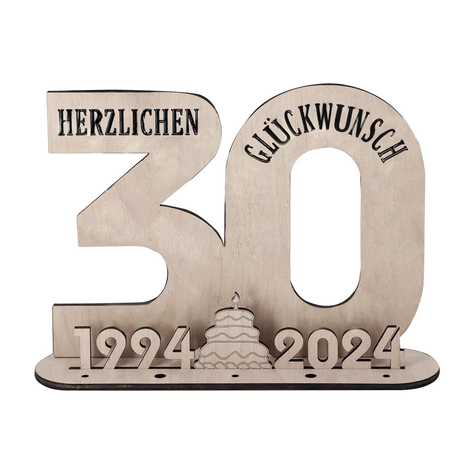 Nucelit Contemporary LED Wood Number Sign for 2024 Wooden Sign Birthday Decors for Birthdays and Parties Retirement Present