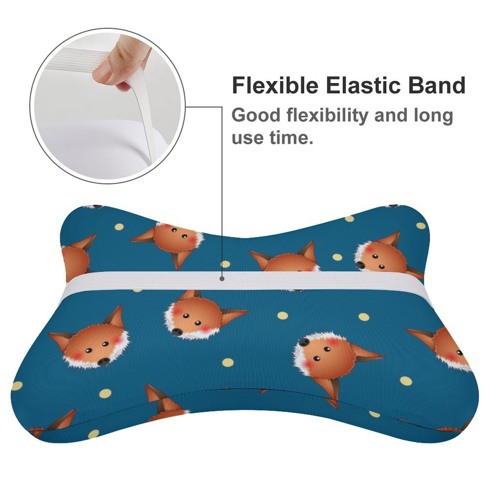 2 almohadas de asiento de coche, lindas almohadas para reposacabezas de coche de zorro rojo, almohada de apoyo para el cuello del coche para conductor o pasajero
