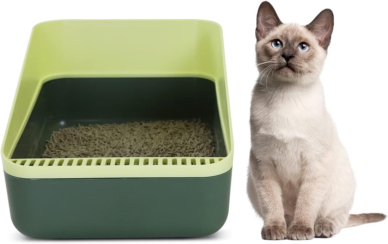 RIZZARI Enclosed Cat Litter Box,Semi-Open Anti-Splashing Cat Litter Box,Durable High Side Sifting Litter Box for Small Cats,Easy to…