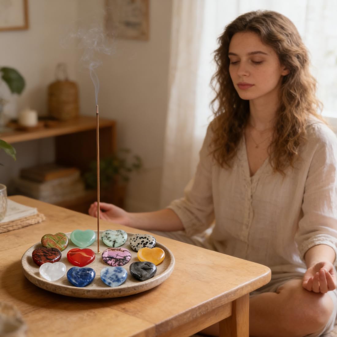 Pietre Naturali Cuore, 12 Pezzi, Decorativa Pietre Cuore per La Decorazione Domestica, per meditazione di guarigione con cristalli, Allevia l'Ansia e Purifica Le Vibrazioni Negative,da tenere in tasca