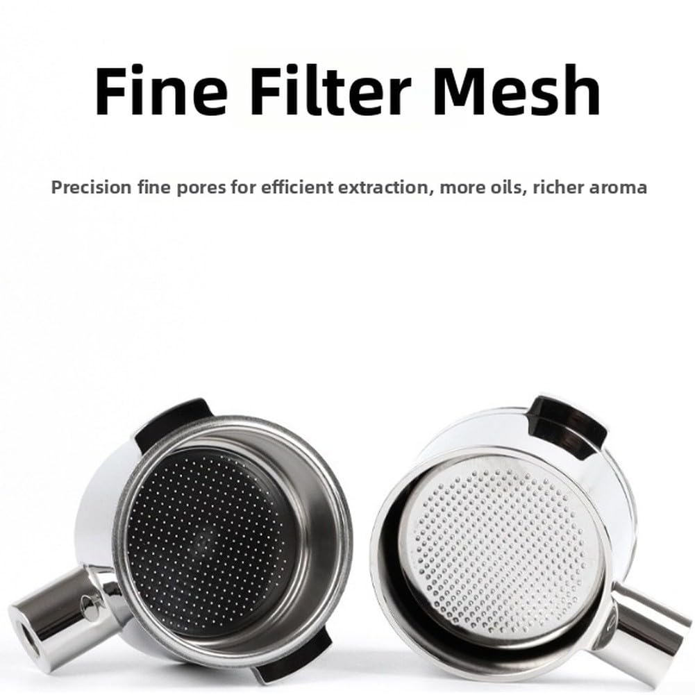 Filtr dolny ze stali nierdzewnej, 51 mm, do ekspresu do espresso, ze stali nierdzewnej 304, z podwójnym uchwytem, precyzyjny filtr do kremu, polerowany do powierzchni (Serves Two)