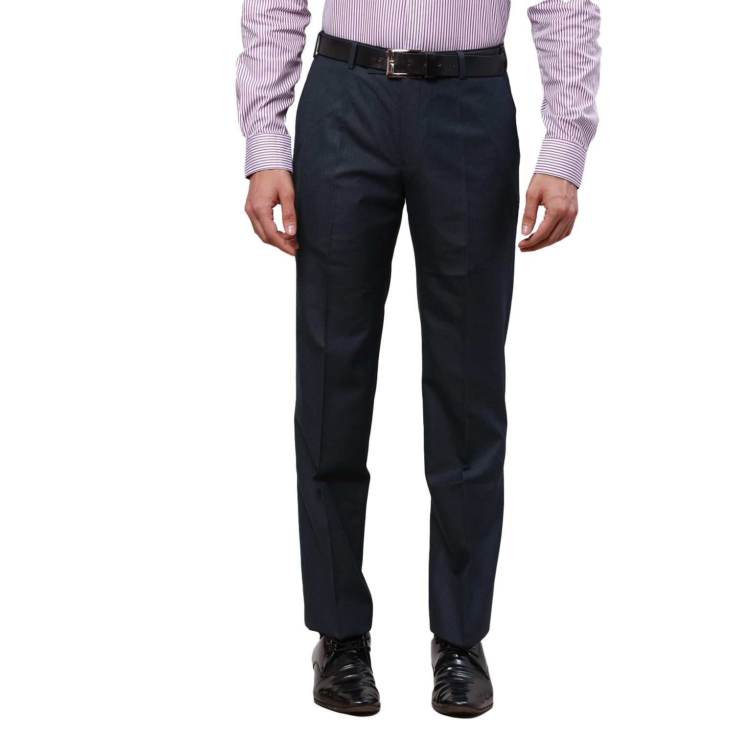 park avenue Men's Polyviscose Blend Pick-A-Pick Pattern Smart Fit Flat Front Formal Trouser-picture-30