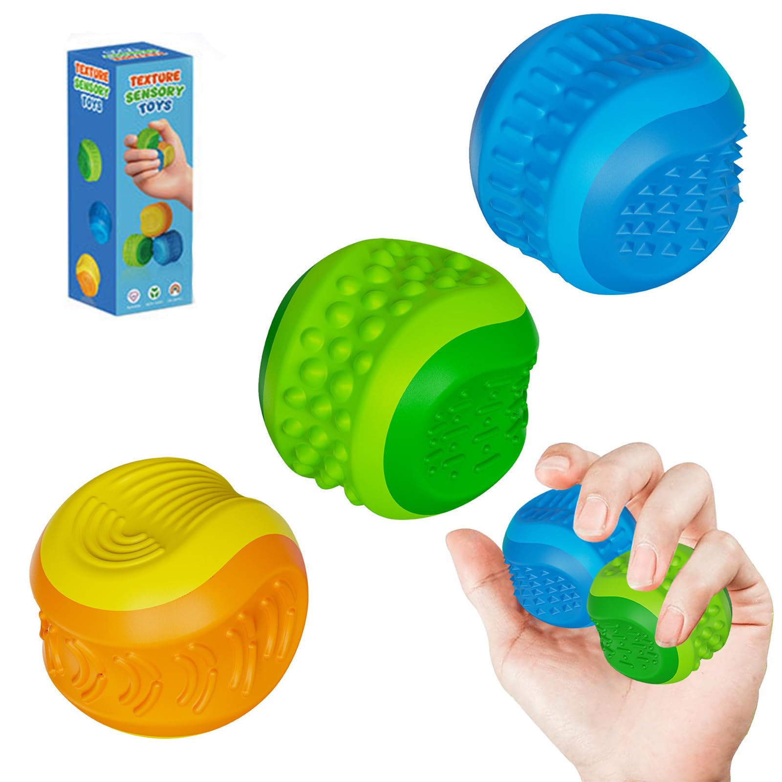 JOYVOVO 3 Fidget Toys Stress Balls for Adults & Kids, Sensory Texture Balls