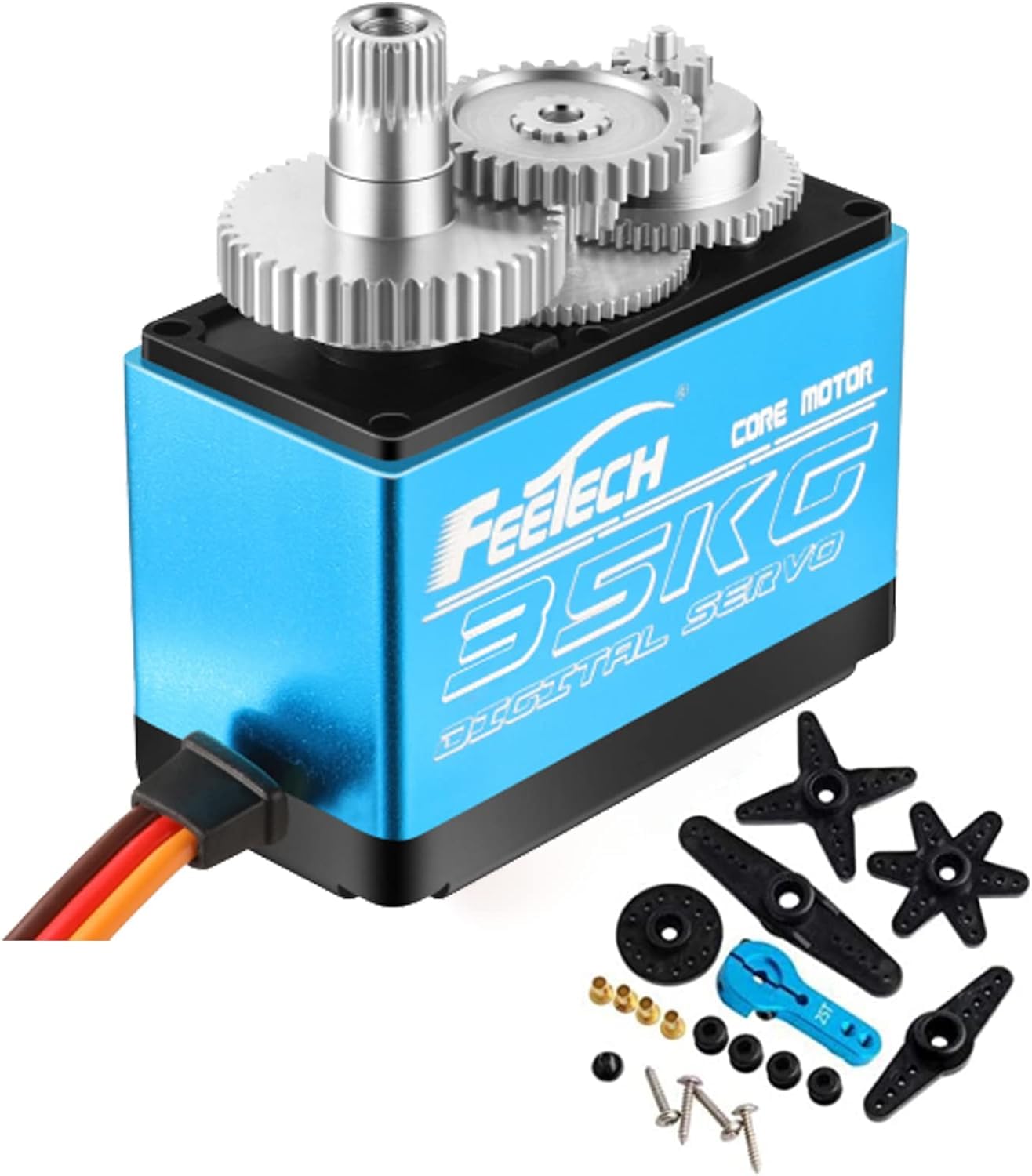 FEETECH Servo Motor Digital Servo Strong Core Motor Aluminum Motor Servos 180° for 1/8 1/10 RC Cars, TRAXXS x4, Baja, RC4W...