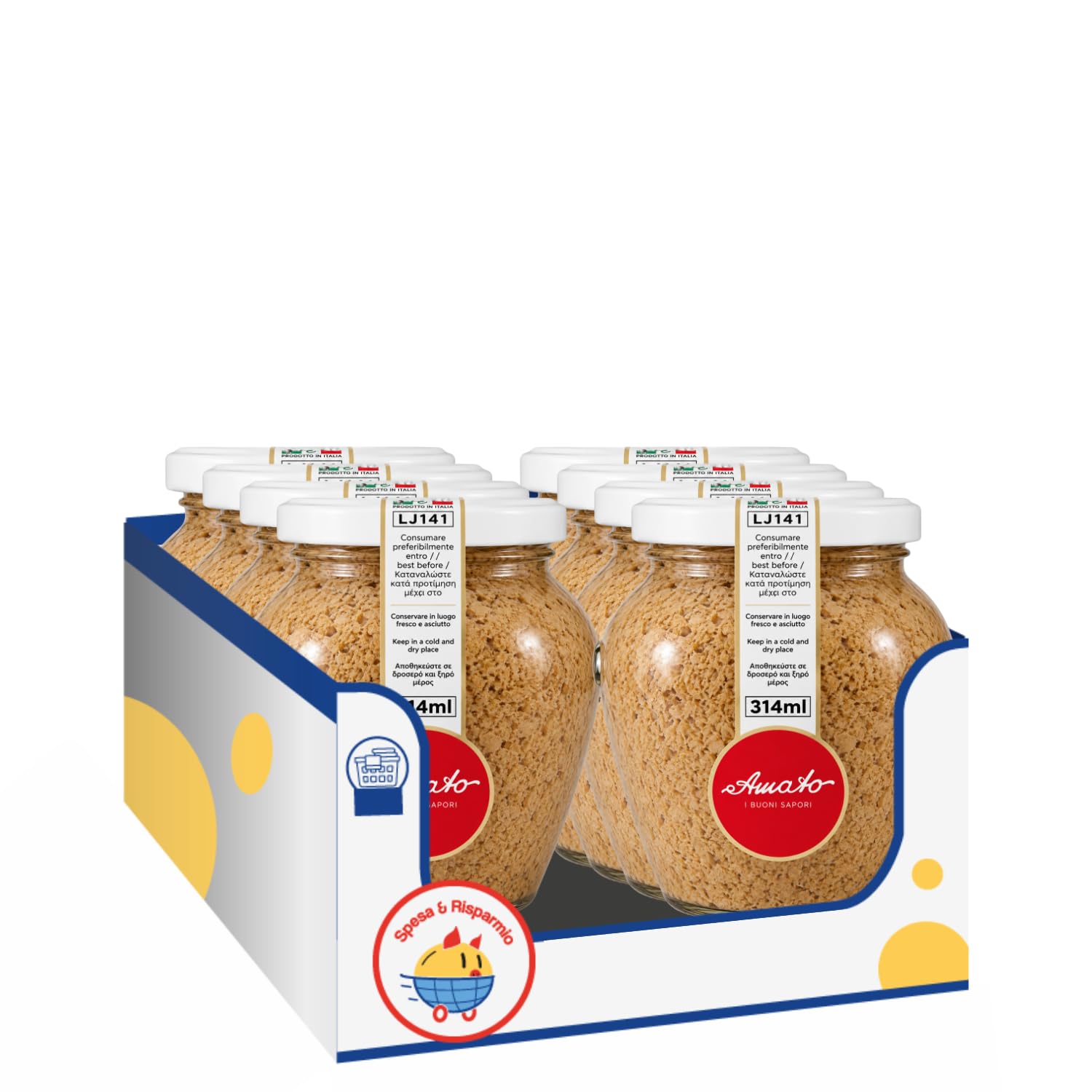 Amato Rustichella 314 ml, Crema Rustica Spalmabile, Ideale per Bruschette, Crostini e Antipasti, Vaso di Vetro, Confezione Multipla da 4/8/12 Pezzi (12 PEZZI)