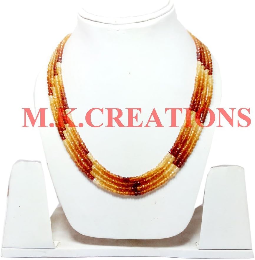Natural Hessonite 3-4mm rondelle faceted beads 42" long 4 Strand necklace, Hessonite Beads necklace jewelry, exclusively by m.k.creations, hessonite gemstone beads